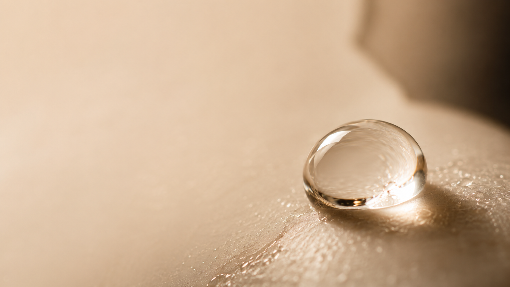 Water droplet on warm textured surface